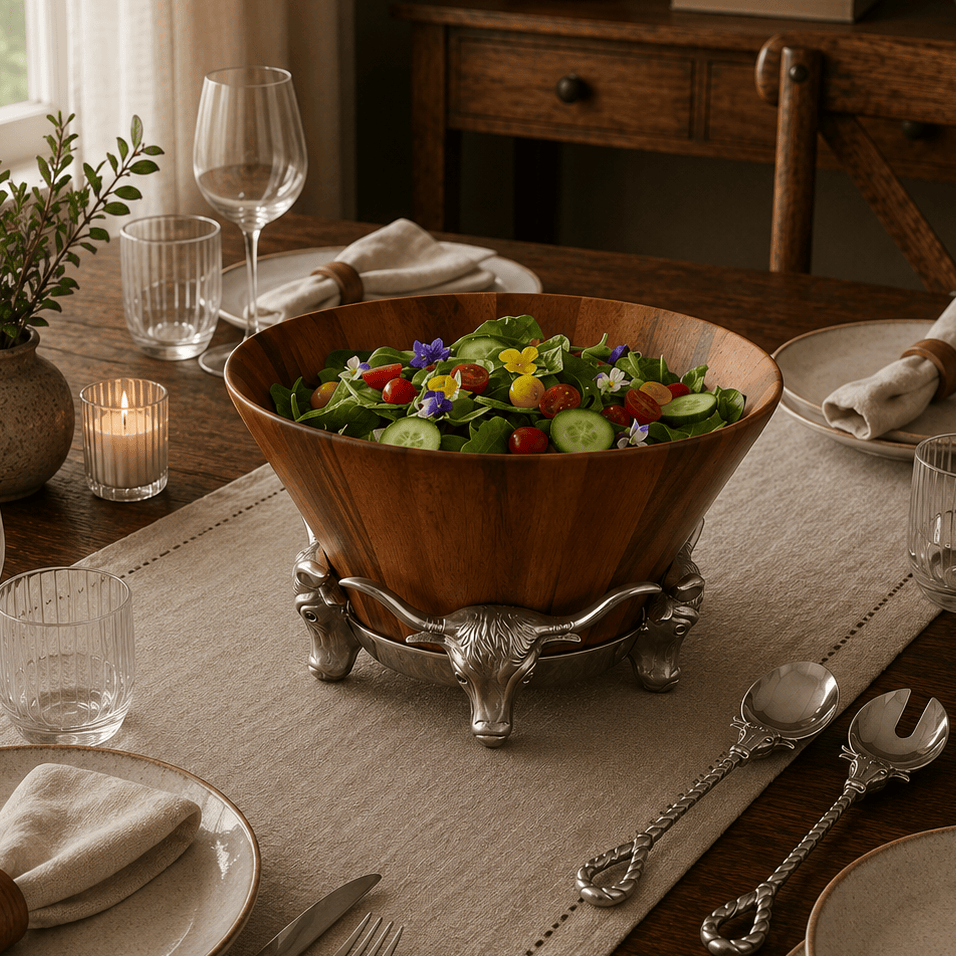 Arthur Court Western Frontier Longhorn Salad Bowl