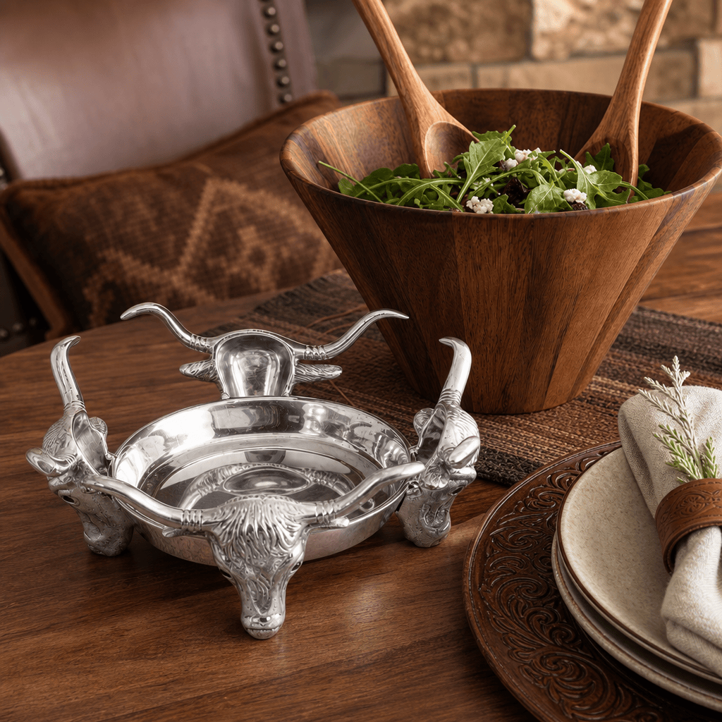 Arthur Court Western Frontier Longhorn Salad Bowl