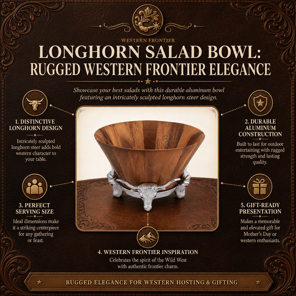 Arthur Court Western Frontier Longhorn Salad Bowl