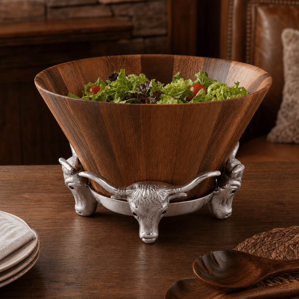 Arthur Court Western Frontier Longhorn Salad Bowl