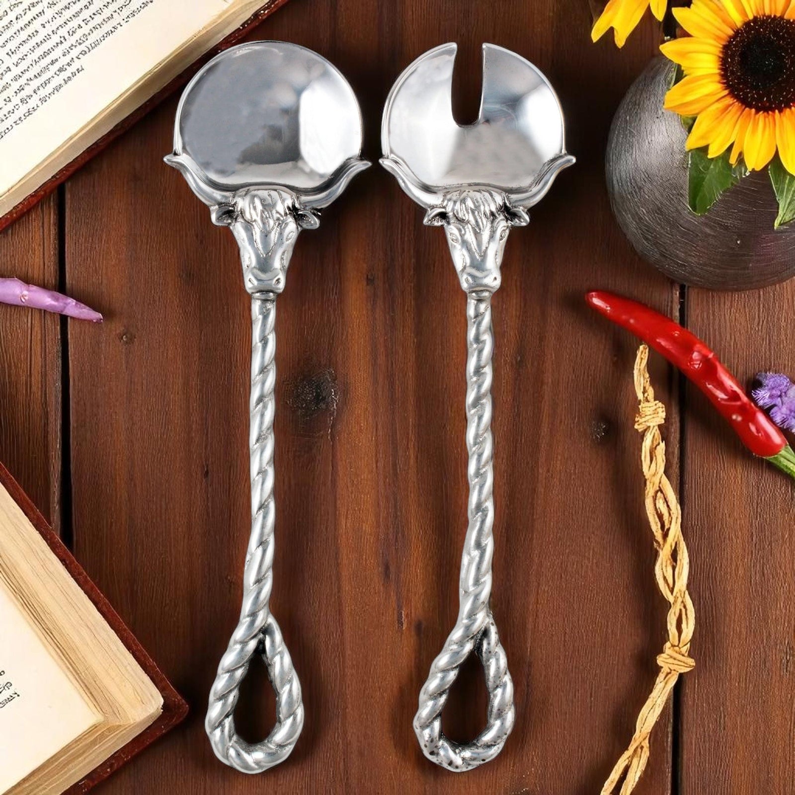 Arthur Court Western Frontier Longhorn Serving Set