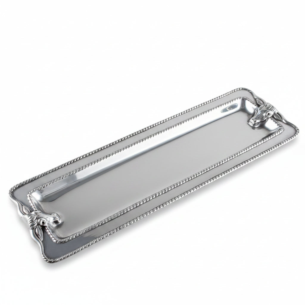 Arthur Court Western Frontier Longhorn with Braid Oblong Tray