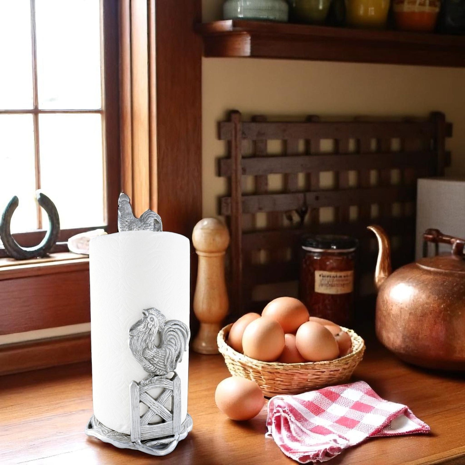 Arthur Court Western Frontier Rooster Paper Towel Holder