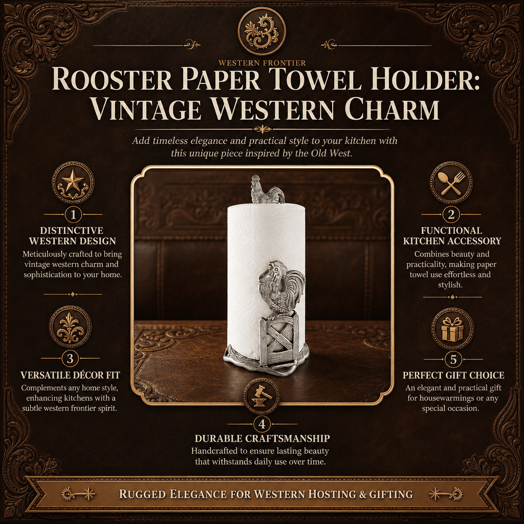Arthur Court Western Frontier Rooster Paper Towel Holder