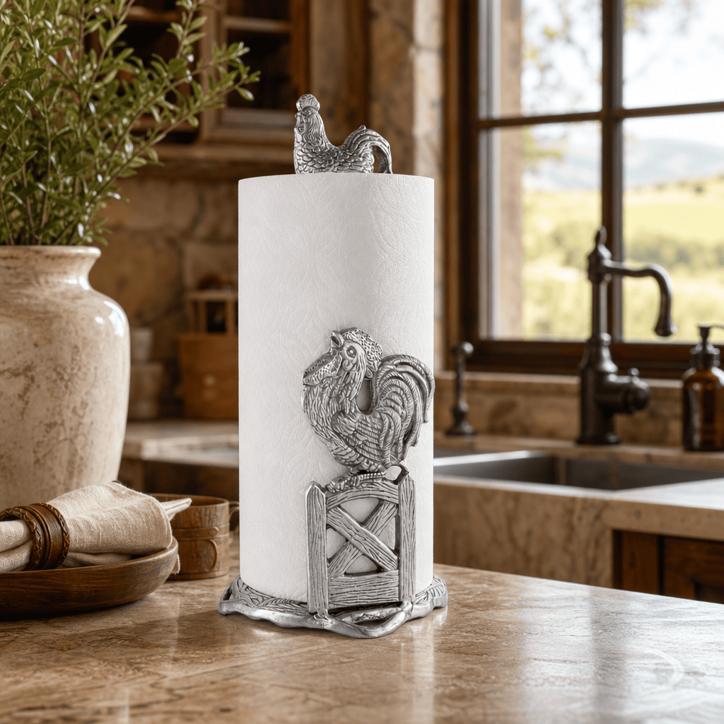 Arthur Court Western Frontier Rooster Paper Towel Holder