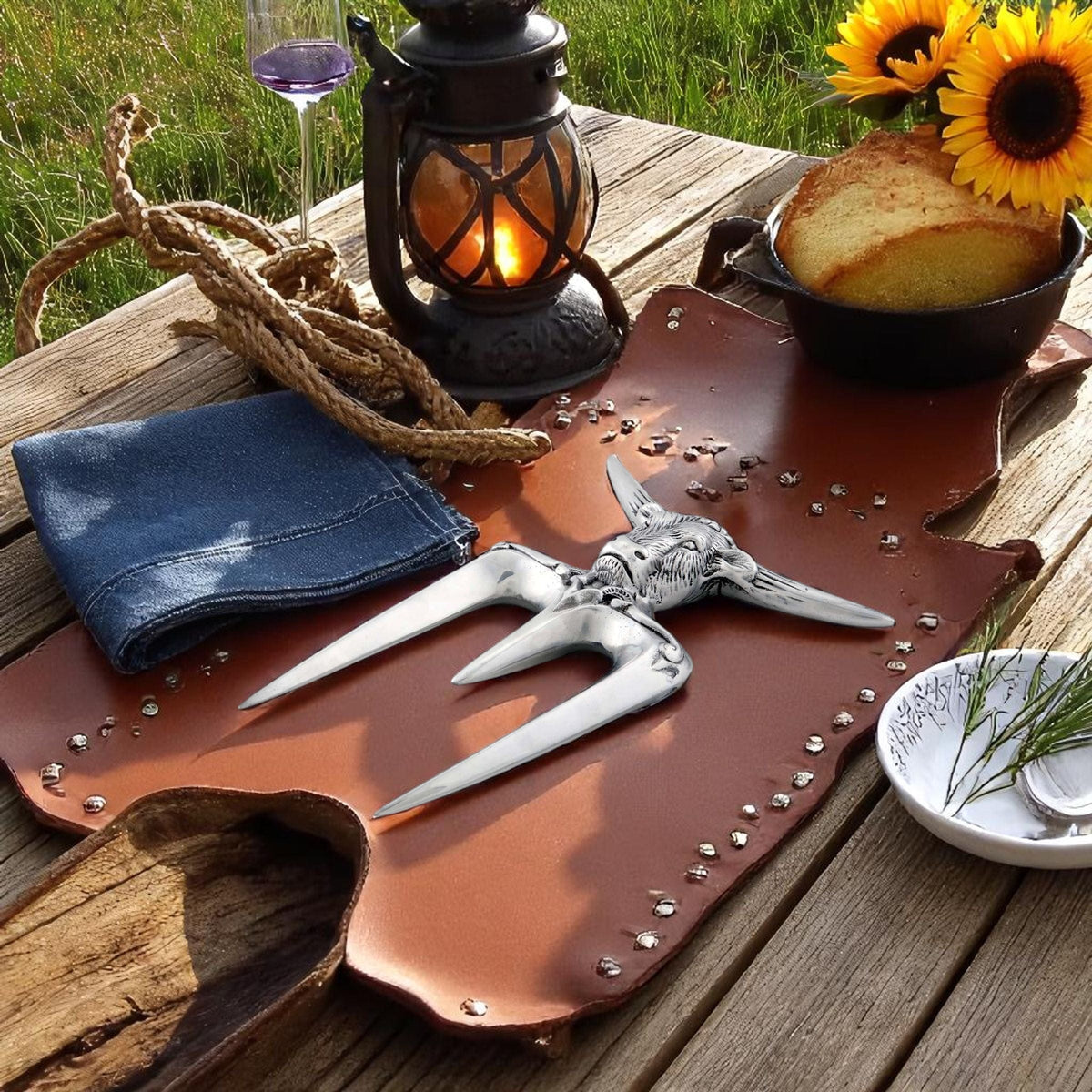 Arthur Court Western Frontier Steer Carving Fork