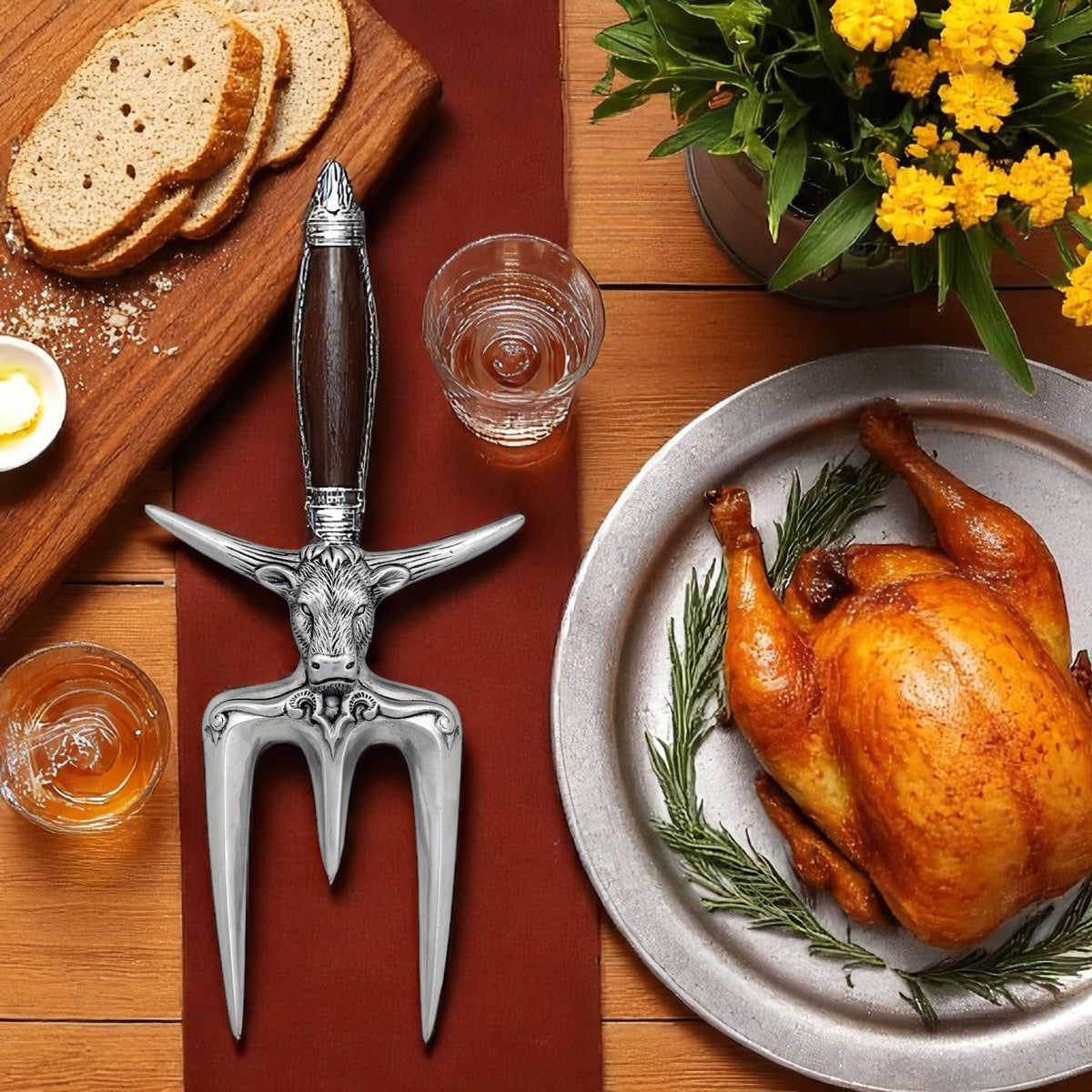 Arthur Court Western Frontier Steer Carving Fork