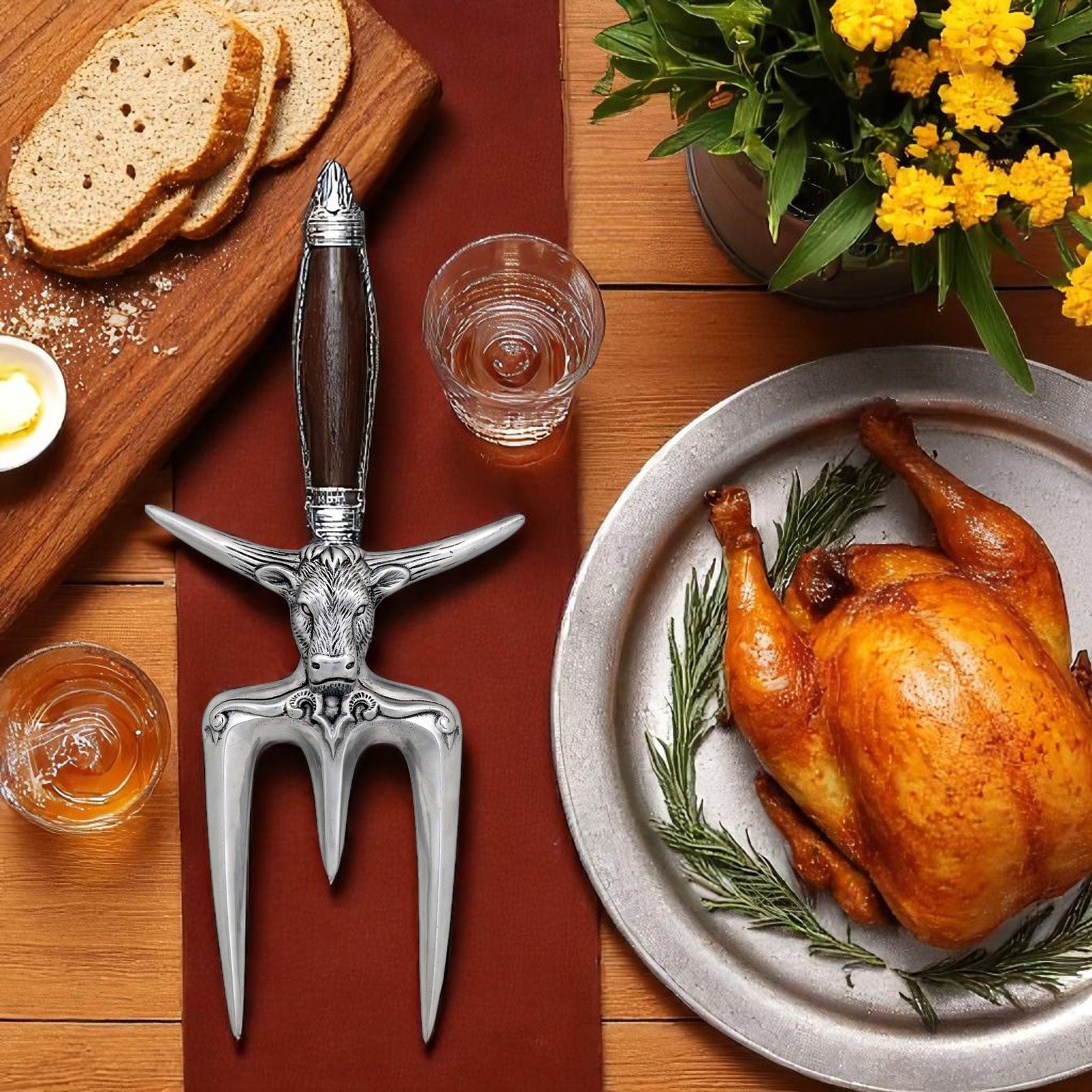 Arthur Court Western Frontier Steer Carving Fork