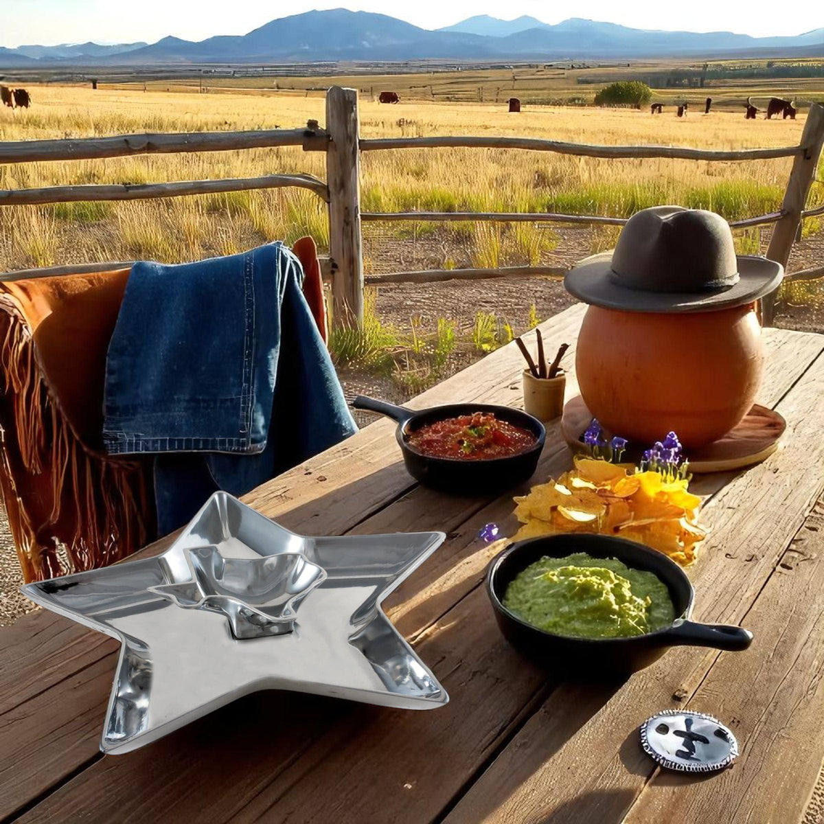 Arthur Court Western Frontier Texas Chip and Dip