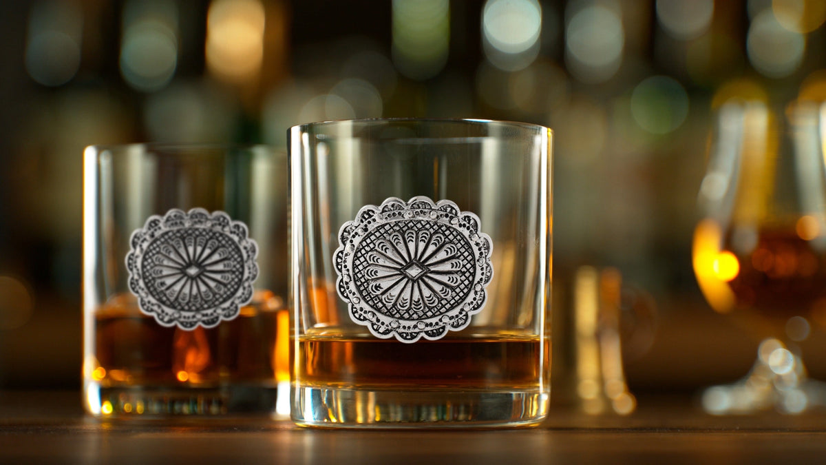 Arthur Court Western Frontier Western Concho Bar Glasses Set of 4