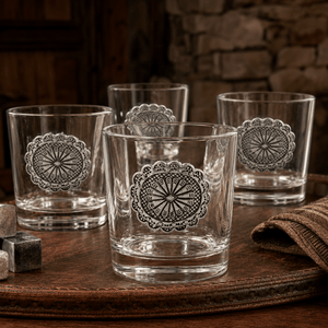 Arthur Court Western Frontier Western Concho Bar Glasses Set of 4