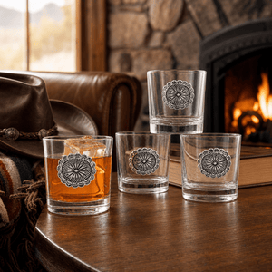 Arthur Court Western Frontier Western Concho Bar Glasses Set of 4