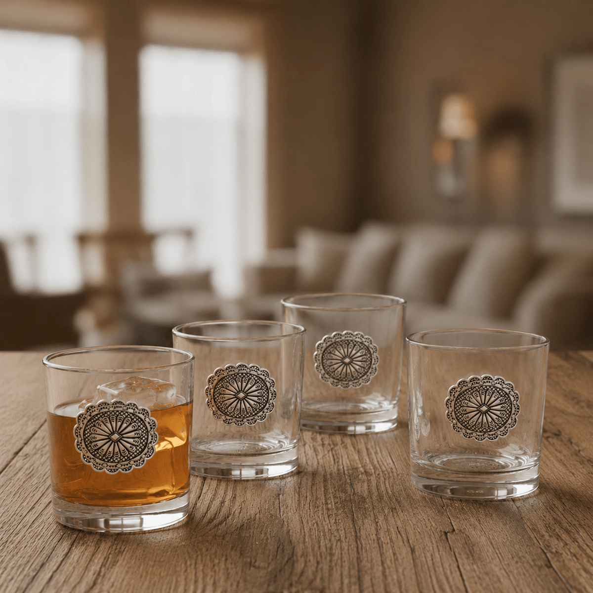 Arthur Court Western Frontier Western Concho Bar Glasses Set of 4