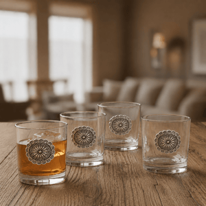 Arthur Court Western Frontier Western Concho Bar Glasses Set of 4
