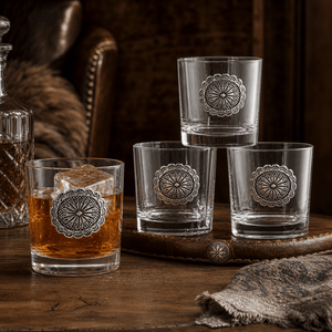 Arthur Court Western Frontier Western Concho Bar Glasses Set of 4