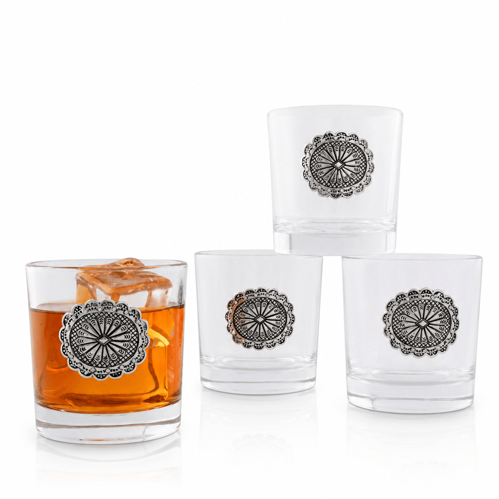 Arthur Court Western Frontier Western Concho Bar Glasses Set of 4