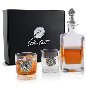 Arthur Court Western Frontier Western Concho Decanter Set with Glasses