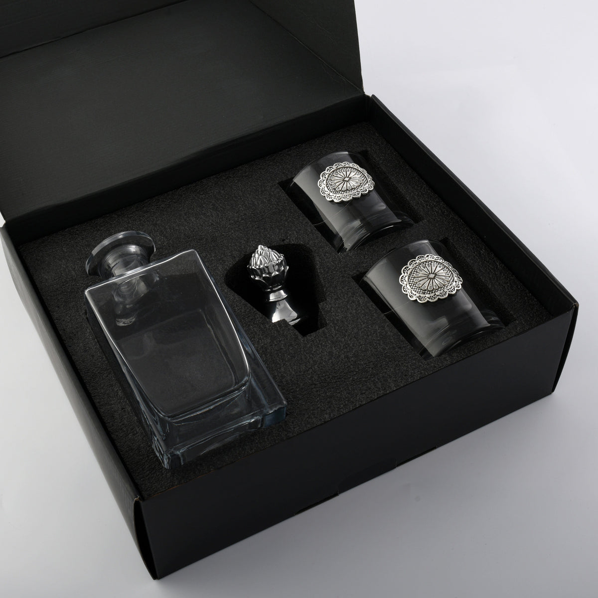 Arthur Court Western Frontier Western Concho Decanter Set with Glasses