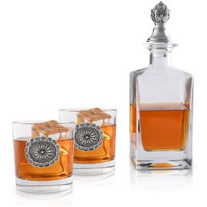 Arthur Court Western Frontier Western Concho Decanter Set with Glasses
