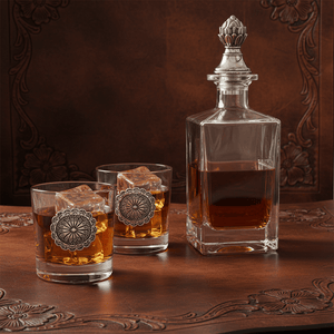 Arthur Court Western Frontier Western Concho Decanter Set with Glasses