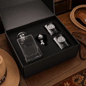 Arthur Court Western Frontier Western Concho Decanter Set with Glasses
