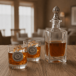 Arthur Court Western Frontier Western Concho Decanter Set with Glasses
