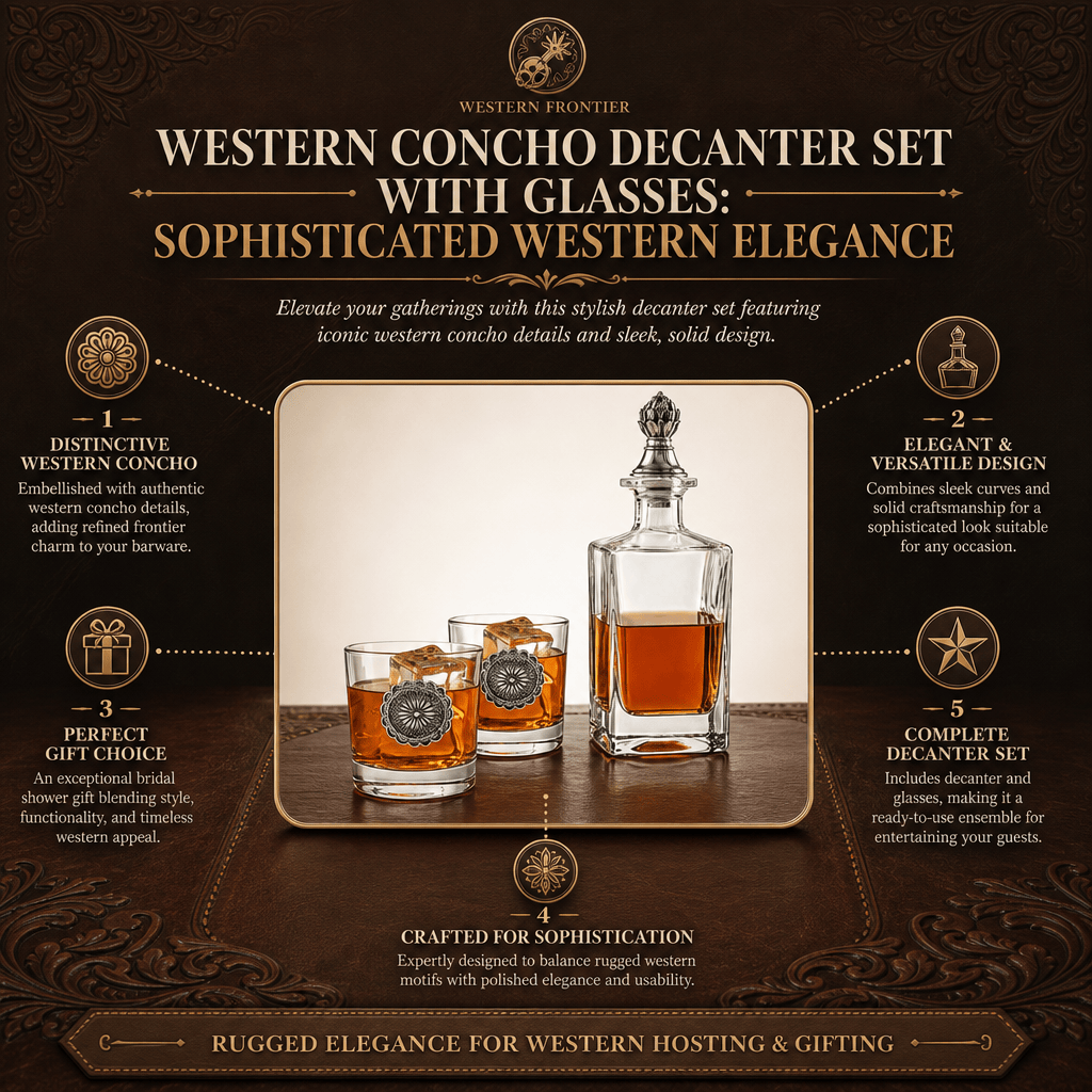 Arthur Court Western Frontier Western Concho Decanter Set with Glasses