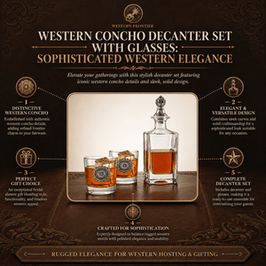 Arthur Court Western Frontier Western Concho Decanter Set with Glasses