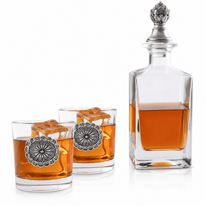 Arthur Court Western Frontier Western Concho Decanter Set with Glasses