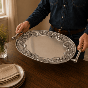 Arthur Court Western Frontier Western Leather Serving Tray