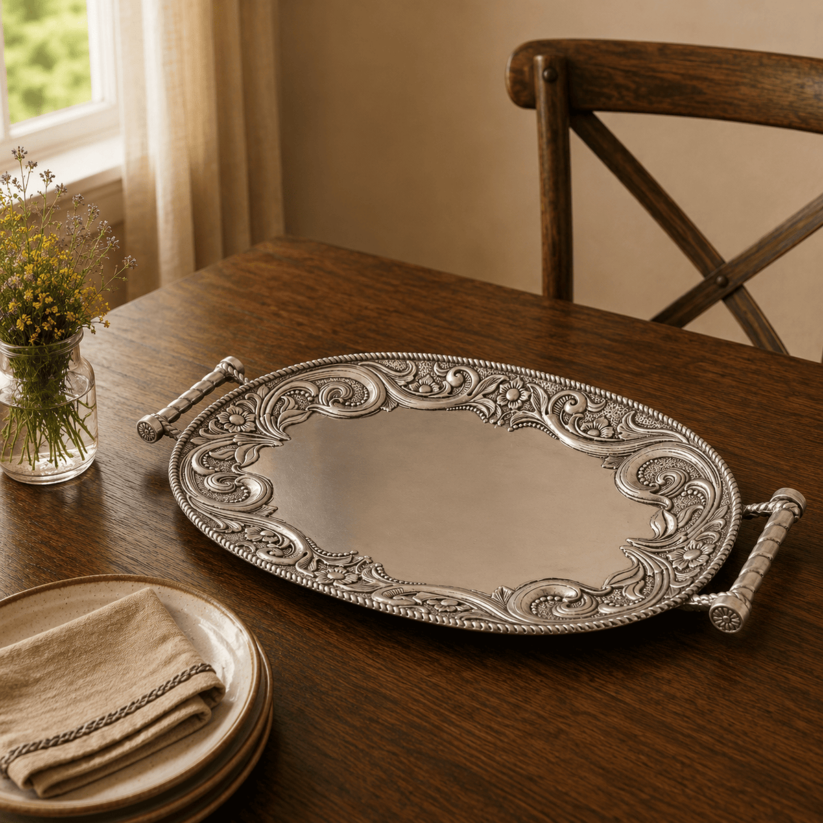 Arthur Court Western Frontier Western Leather Serving Tray