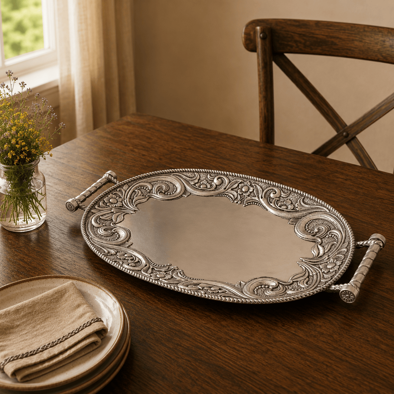 Arthur Court Western Frontier Western Leather Serving Tray