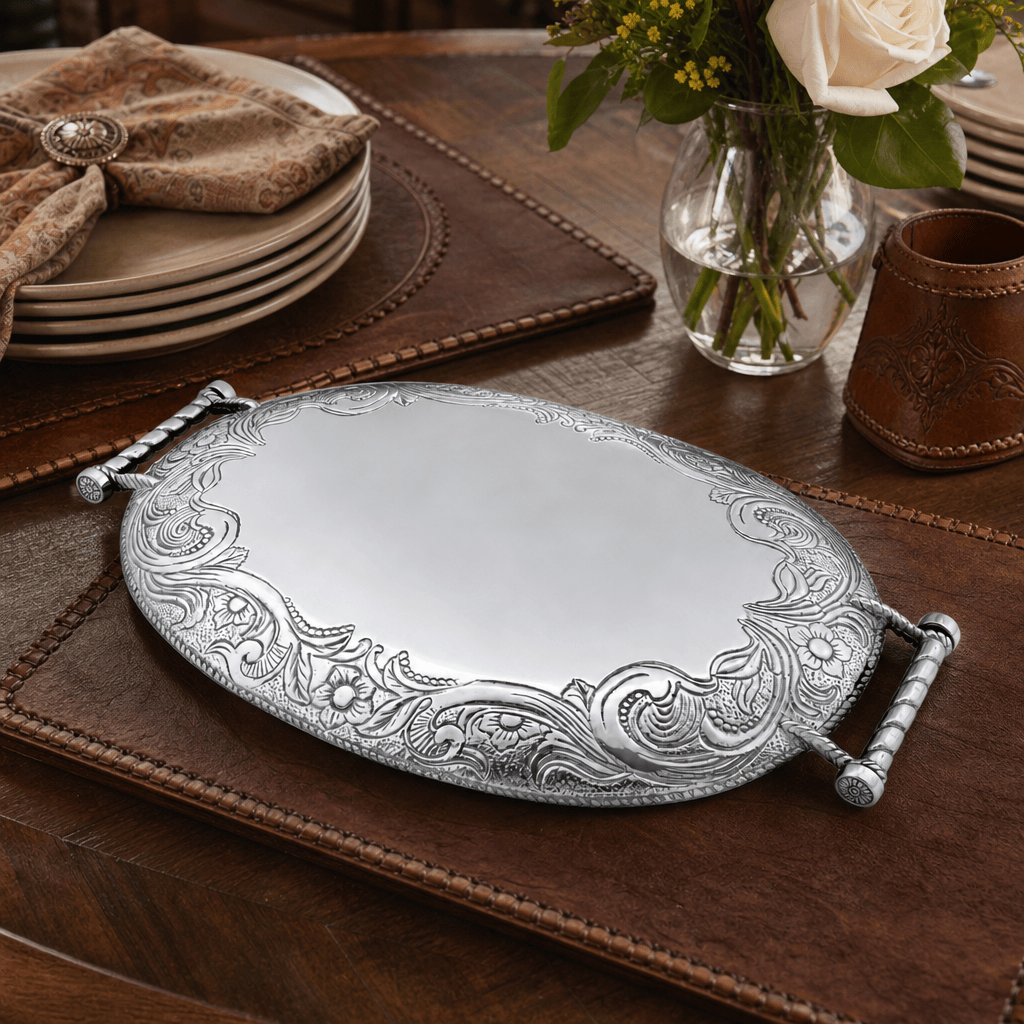 Arthur Court Western Frontier Western Leather Serving Tray