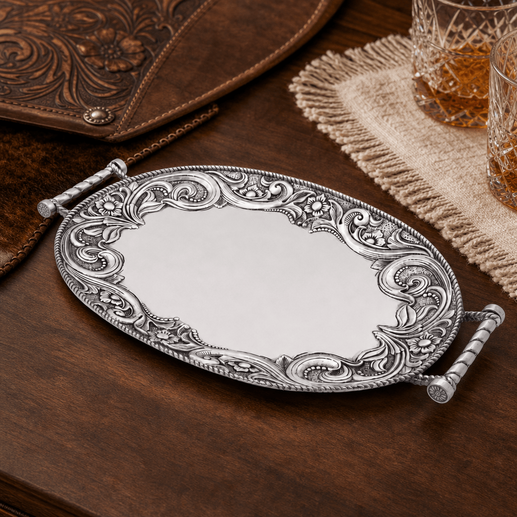 Arthur Court Western Frontier Western Leather Serving Tray