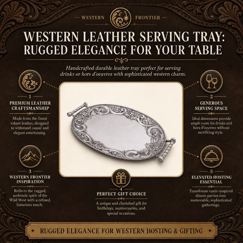 Arthur Court Western Frontier Western Leather Serving Tray