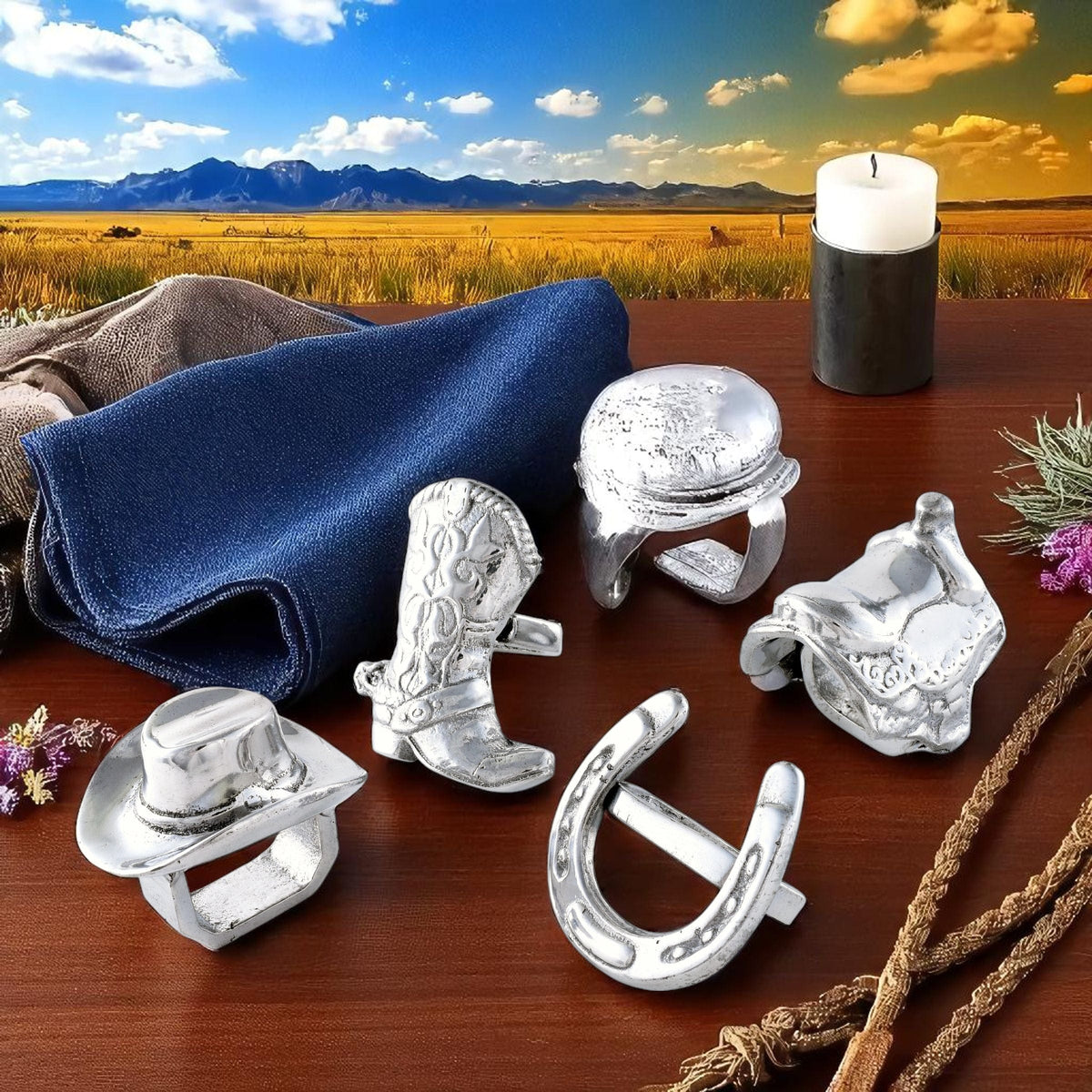Arthur Court Western Frontier Western Napkin Rings