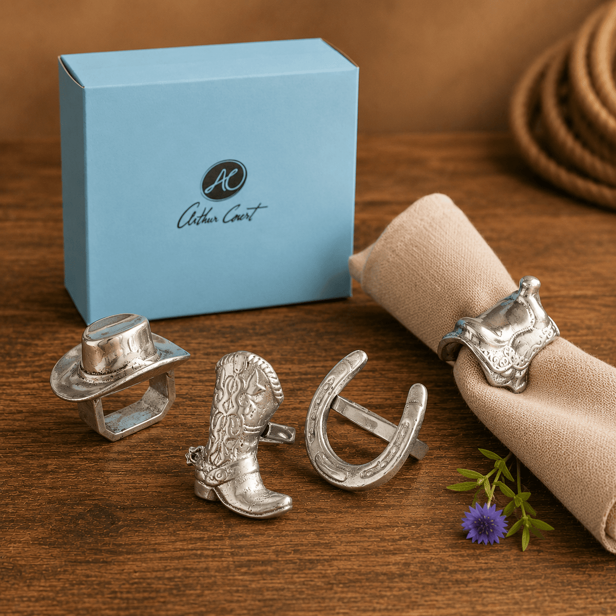 Arthur Court Western Frontier Western Napkin Rings
