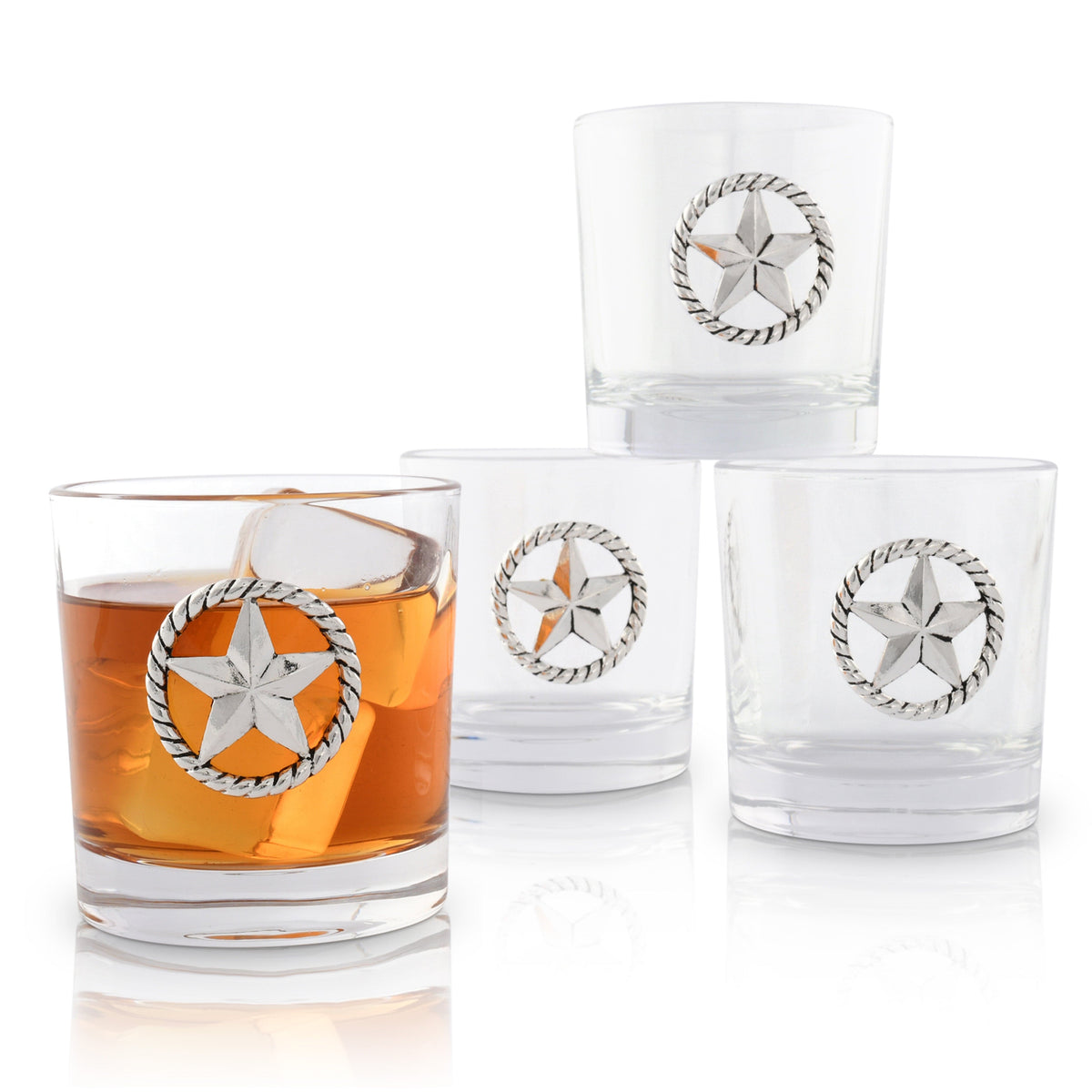 Arthur Court Western Frontier Western Star Bar Glasses Set of 4