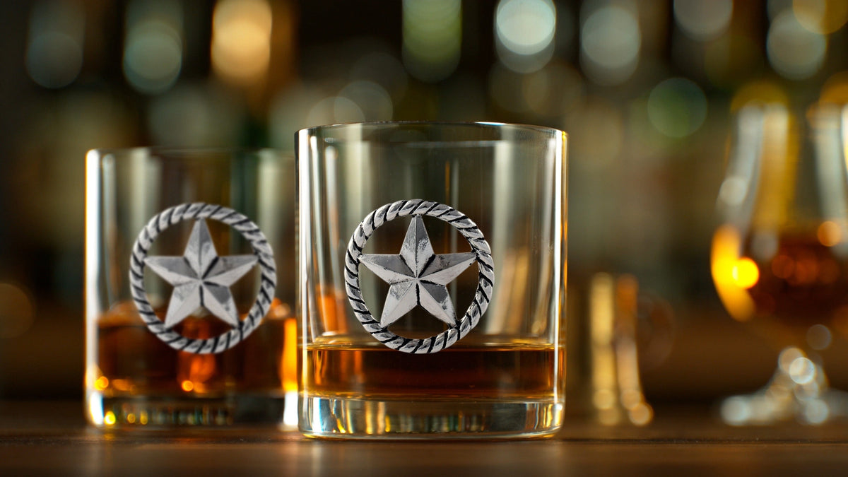 Arthur Court Western Frontier Western Star Bar Glasses Set of 4