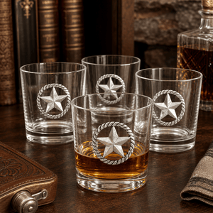 Arthur Court Western Frontier Western Star Bar Glasses Set of 4