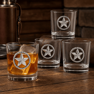 Arthur Court Western Frontier Western Star Bar Glasses Set of 4
