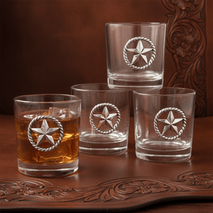 Arthur Court Western Frontier Western Star Bar Glasses Set of 4