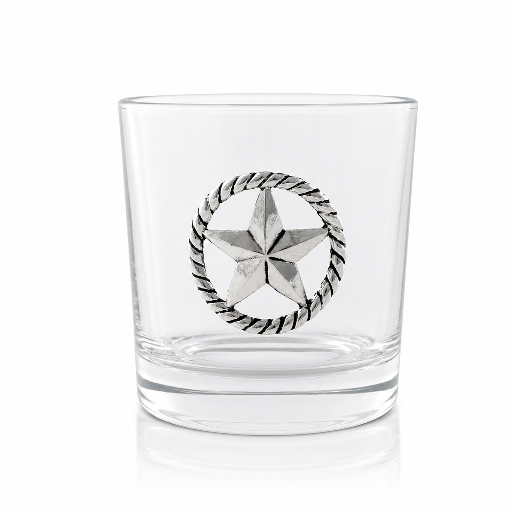 Arthur Court Western Frontier Western Star Bar Glasses Set of 4