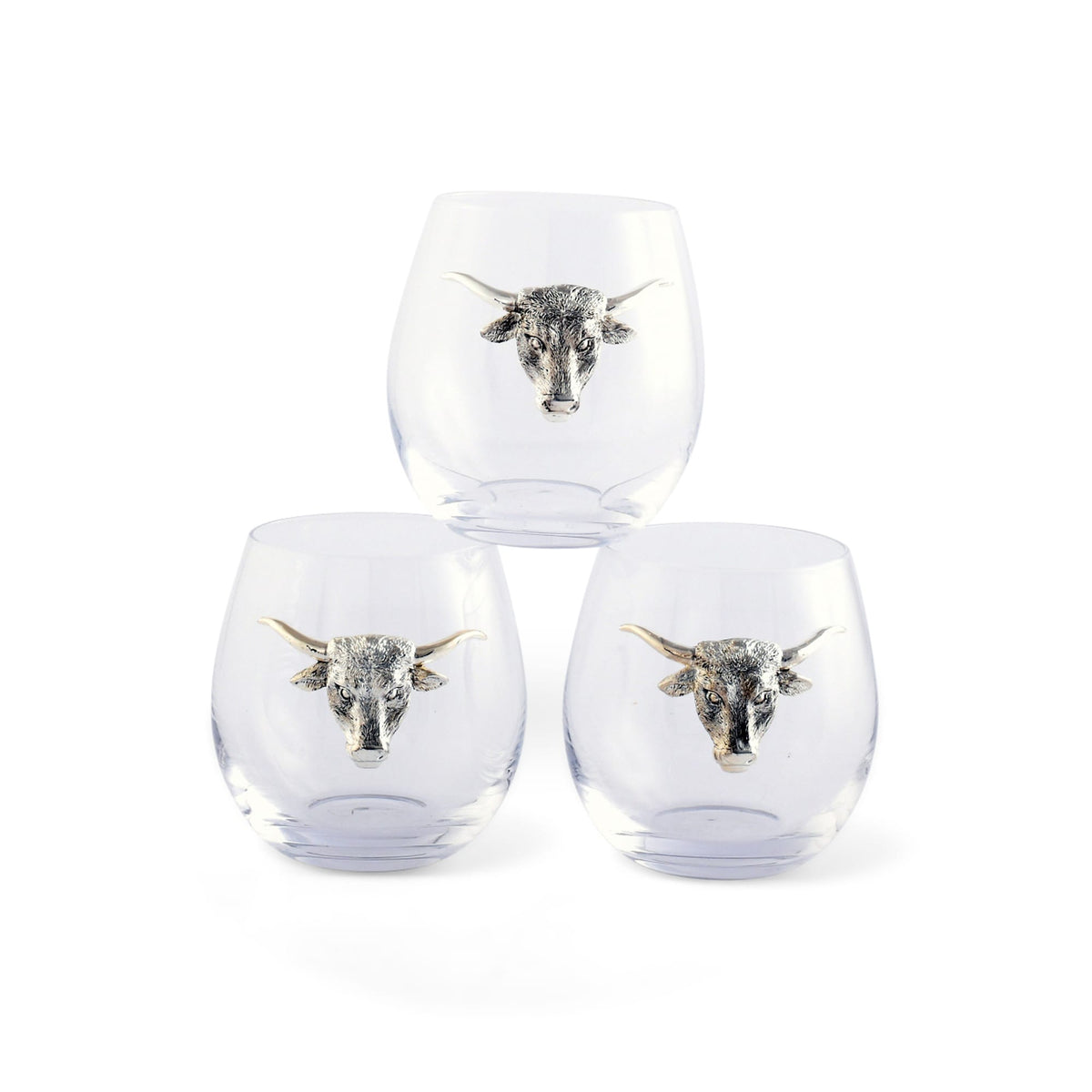 Arthur Court Wine Glasses / Stemware Longhorn Stemless Wine Glasses - Set of 4