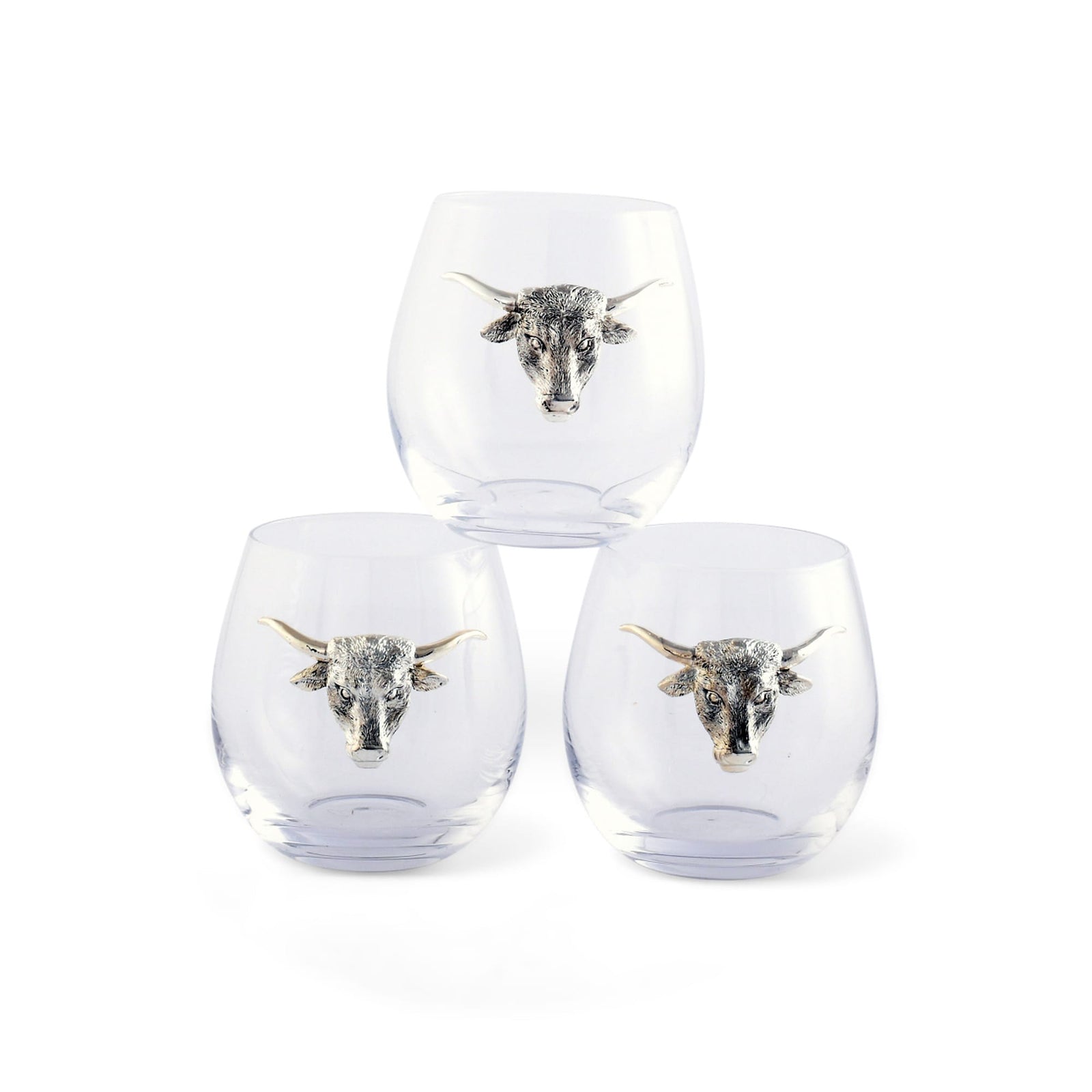 Arthur Court Wine Glasses / Stemware Longhorn Stemless Wine Glasses - Set of 4