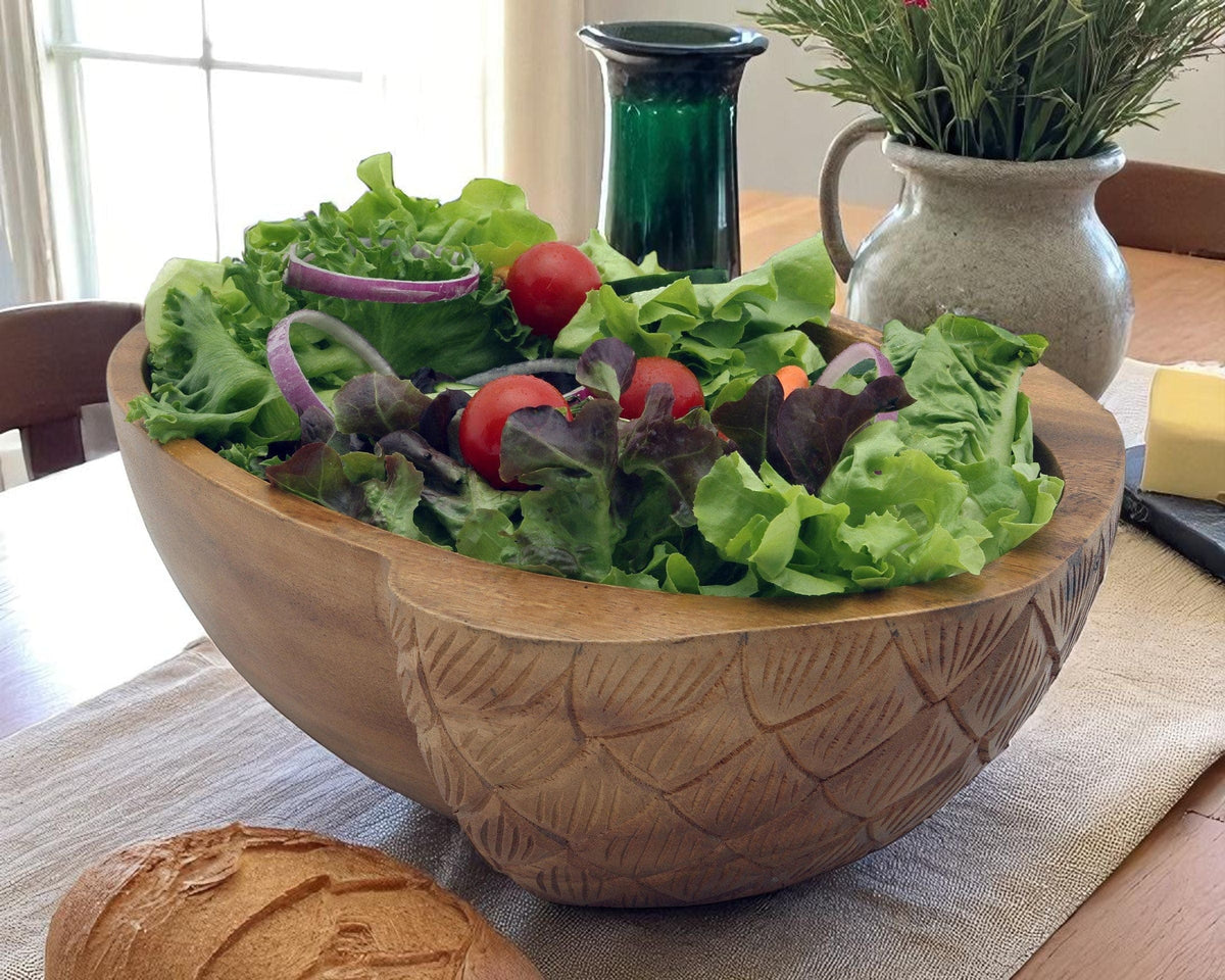 Arthur Court Wood Bowls / Boards Acorn Shape Acacia Wood Salad  Bowl Large