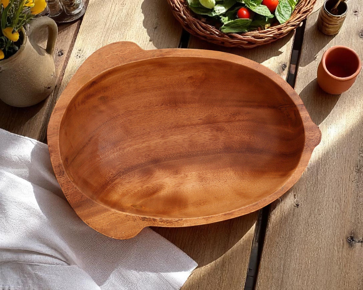 Arthur Court Wood Bowls / Boards Acorn Shape Acacia Wood Salad  Bowl Large