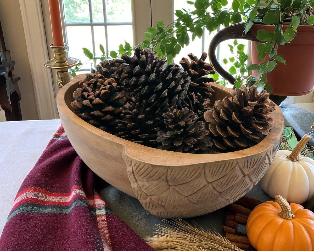 Arthur Court Wood Bowls / Boards Acorn Shape Acacia Wood Salad  Bowl Large