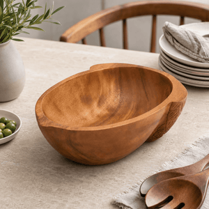 Arthur Court Wood Bowls / Boards Acorn Shape Acacia Wood Salad  Bowl Large