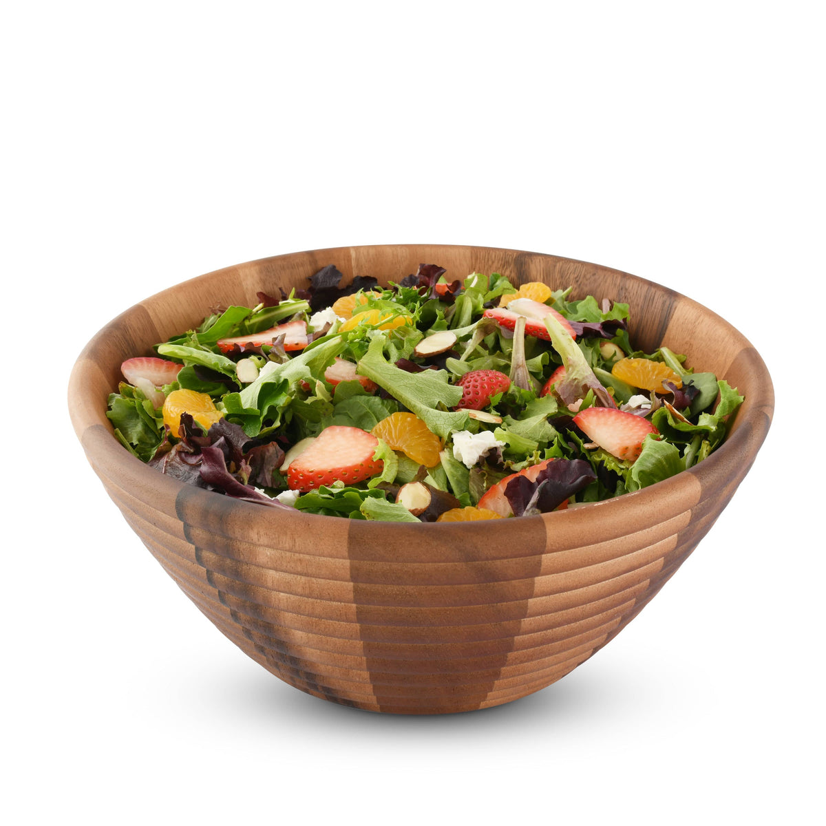 Arthur Court Wood Bowls / Boards Bee Hive Style Wooden Acacia Salad Bowl Large